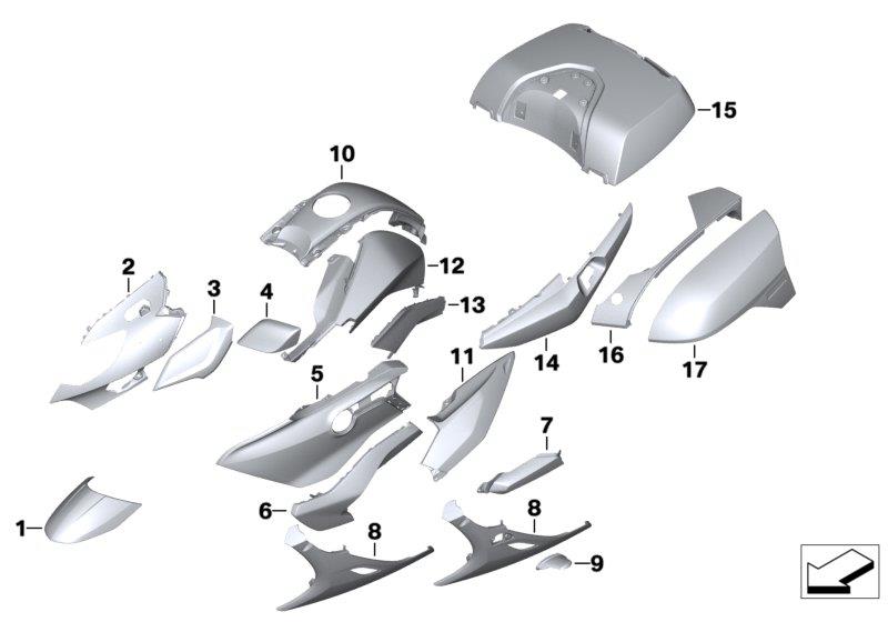 Diagram Painted parts WNC9 ebenholz metallic Painted parts WNC9 ebenholz metallic for your 2010 BMW R1200R   