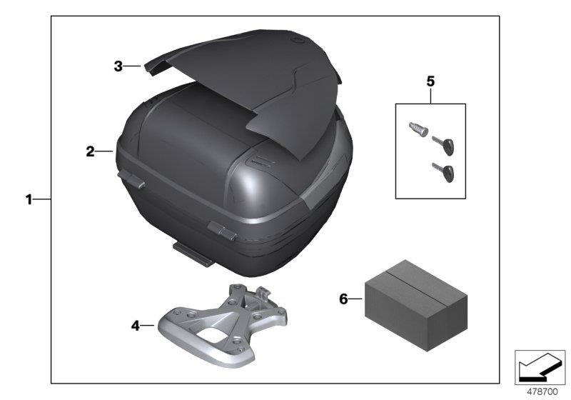 Diagram Topcase Light 29l with adapter plate for your 2014 BMW R1200R   