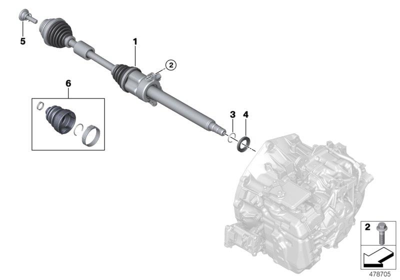 Diagram Drive shaft, right front for your MINI