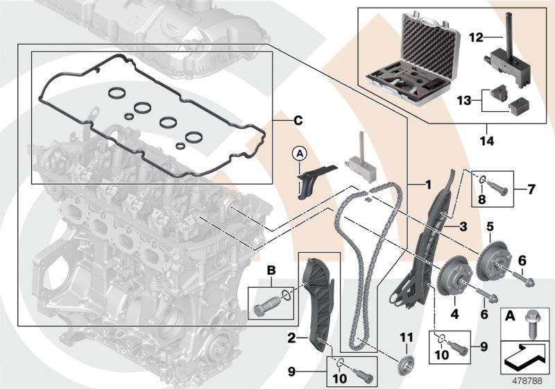 Diagram Repair kit, exposed timing chain, top for your 2015 MINI Hardtop   