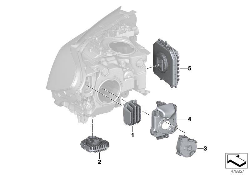 Diagram Single parts, headlight electronics for your 2012 BMW M6   