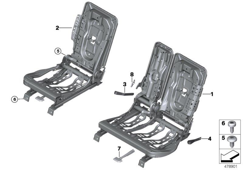 Diagram Seat, rear, seat frame, comfort seat for your MINI