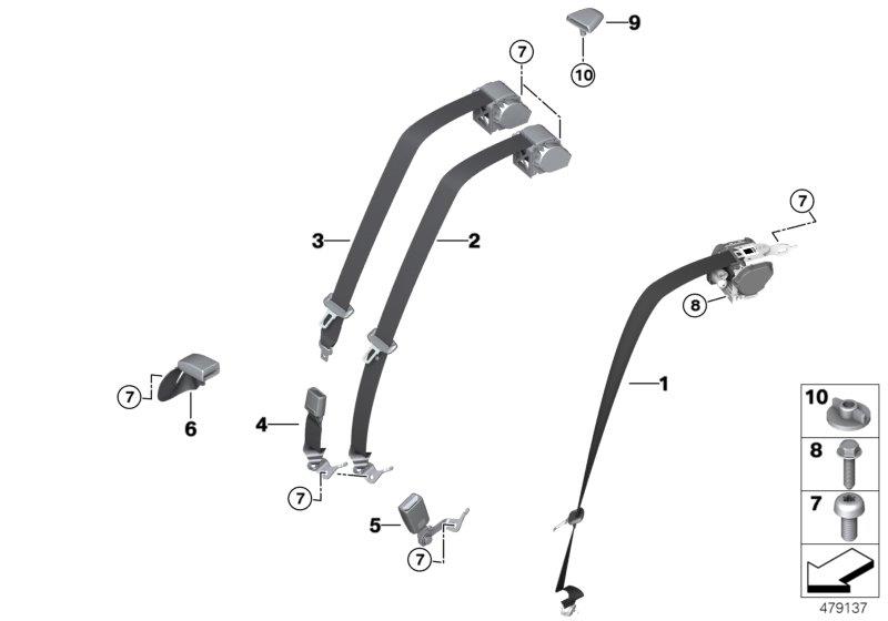 Diagram SAFETY BELT REAR for your BMW