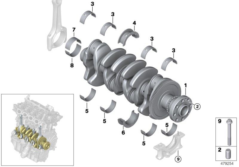 Diagram Crankshaft with bearing shells for your BMW X5  