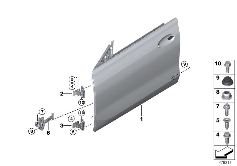 Diagram FRONT DOOR-HINGE/DOOR BRAKE for your 2007 BMW M6   