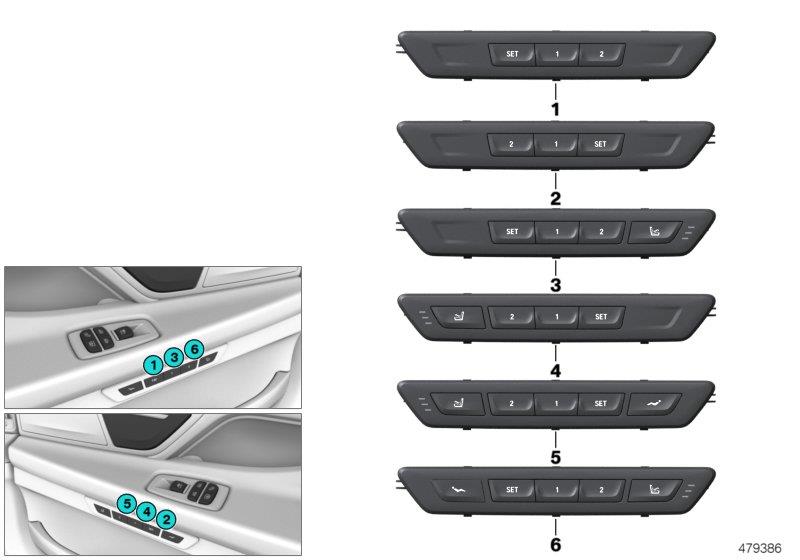 Diagram Indi.switch seat functions r.pass.comp. for your 2019 BMW 740i Automatic Sedan 