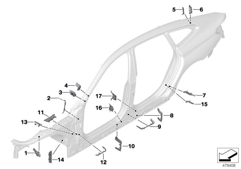 Diagram Cavity shielding, side frame for your 2017 BMW 640iX   