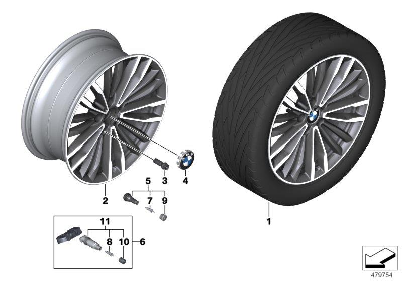 Le diagramme BMW roue AL style à ray.multip.708 - 19" pour votre 2017 BMW 340i   