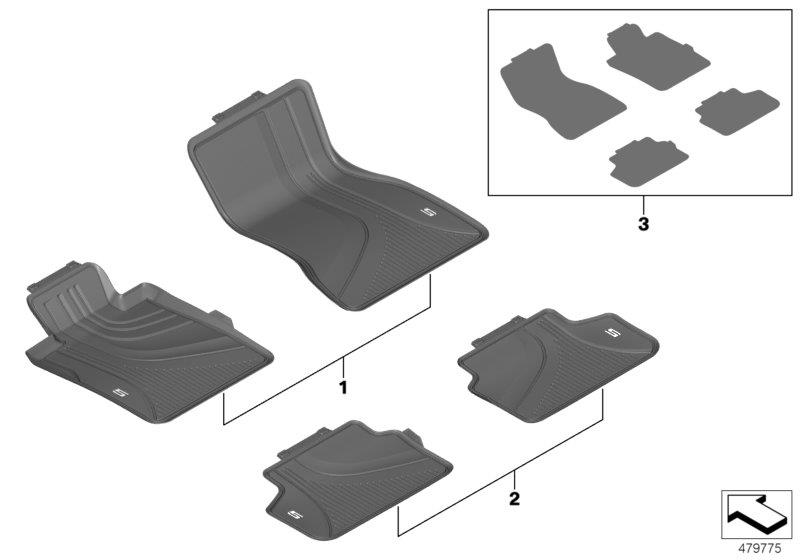 Diagram Floor mat, Allweather for your 1994 BMW 540i   