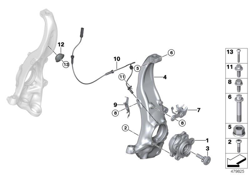 Diagram Swivel/wheel bearing, front, AWD for your 2013 BMW M6   