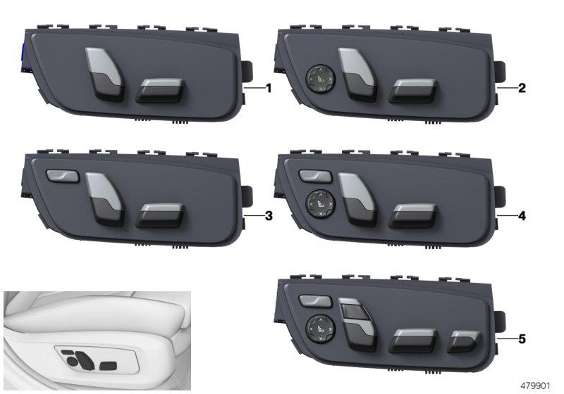 Diagram Seat adjustment switch, fr. passenger for your BMW