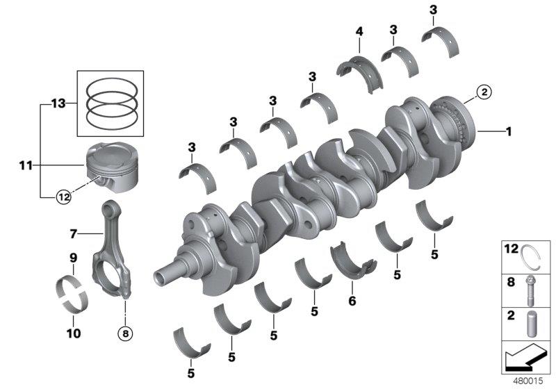 Diagram Crankshaft/connecting rod/piston for your 2016 BMW 328d   