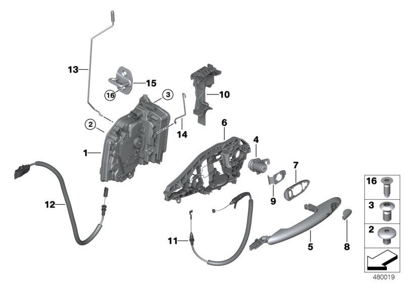 Diagram Locking system, door, front for your MINI