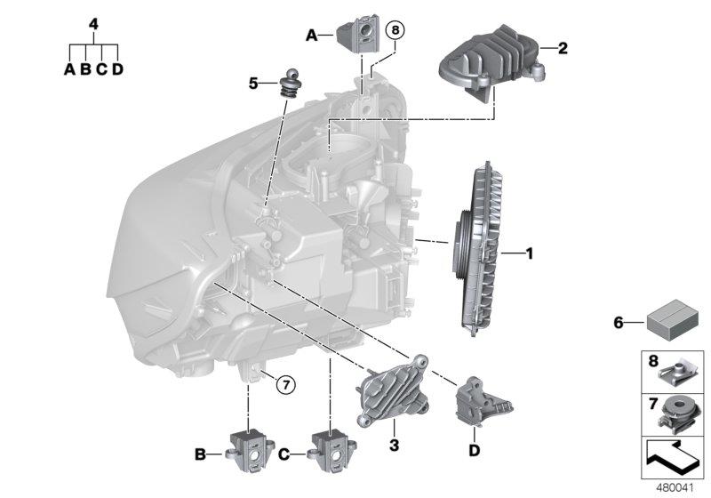 Diagram Single parts, headlight LED for your BMW