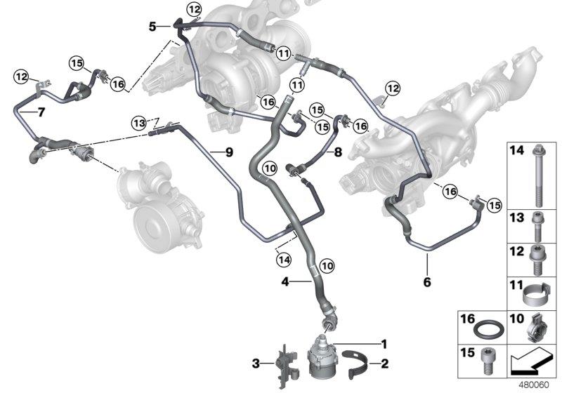 Diagram Engine cooling system exhaust turbo. for your 2008 BMW M6   