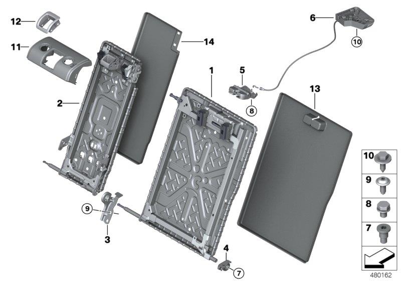 Diagram Seat, rear, seat frame, load-through for your 1988 BMW M6   