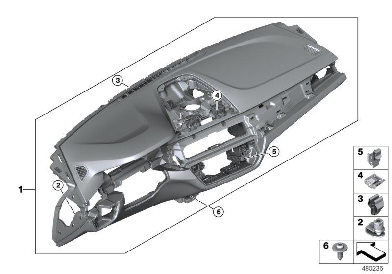 Diagram Trim panel dashboard for your BMW M6  