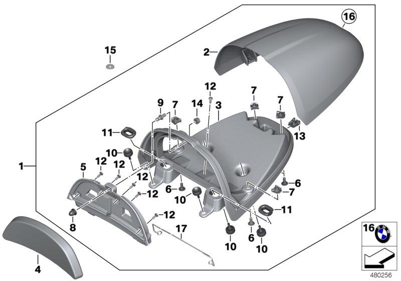 Diagram Tail unit cover, aluminium for your BMW