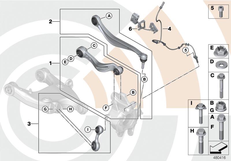 Diagram Repair kits for suspension arms/struts for your BMW