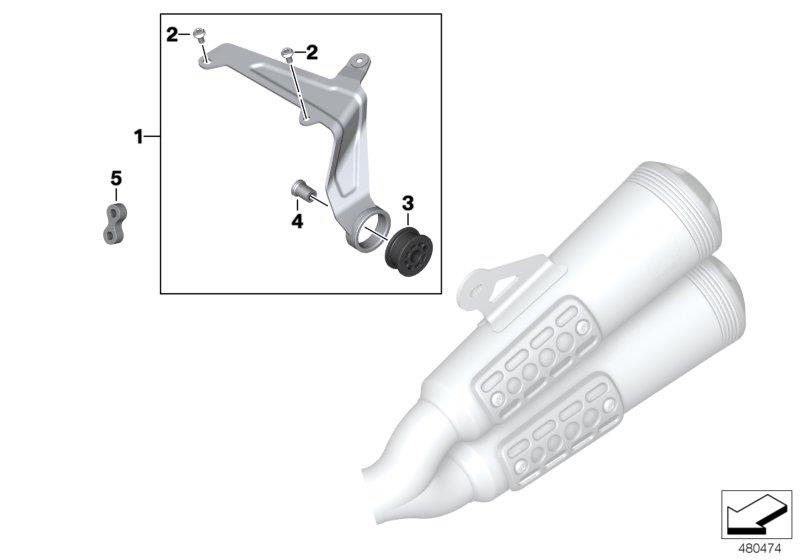 Diagram Rear silencer without pillion frame for your BMW R nineT Pure  