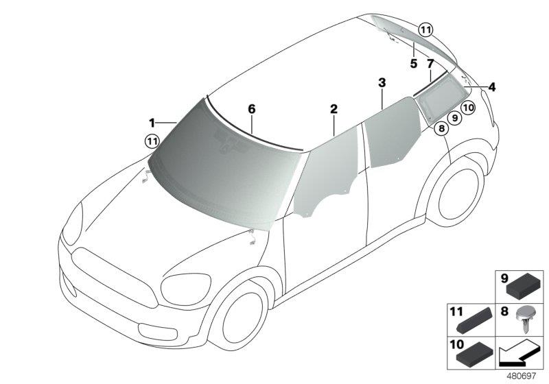 Diagram Glazing for your MINI