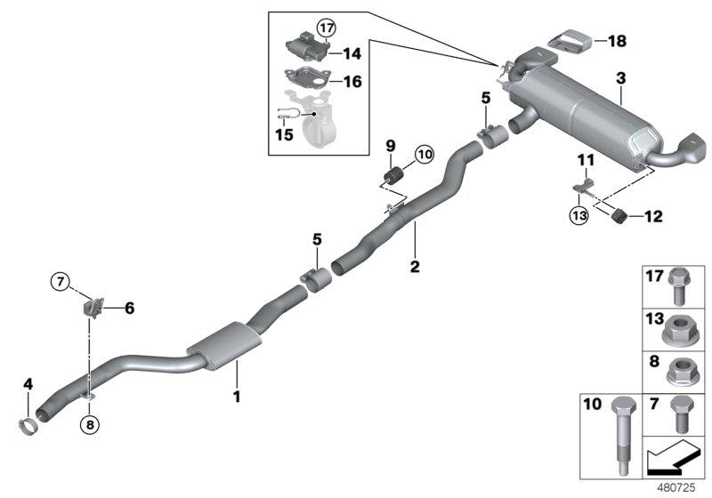 Diagram Exhaust system, rear for your 1993 BMW 540i   