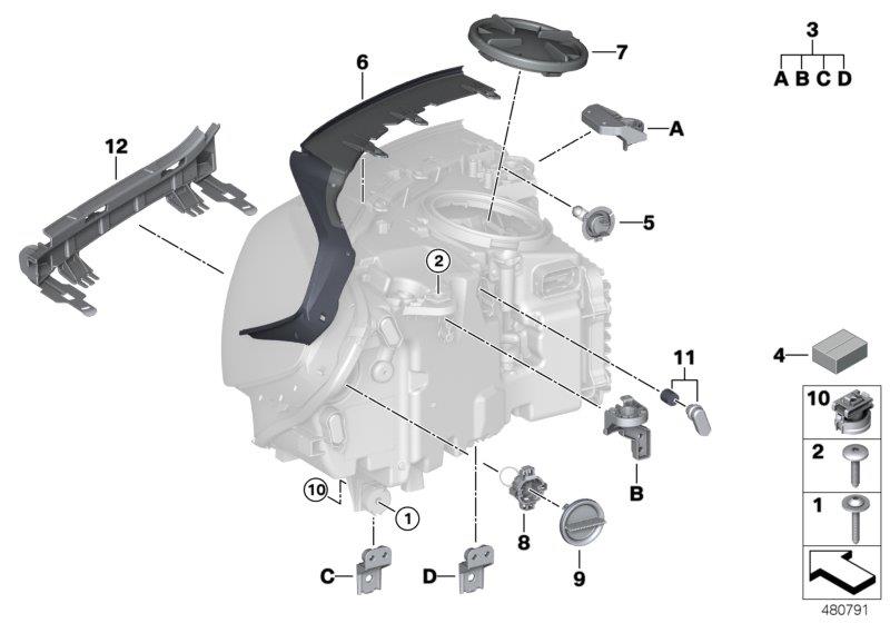 Diagram Single components for headlight for your BMW X4  