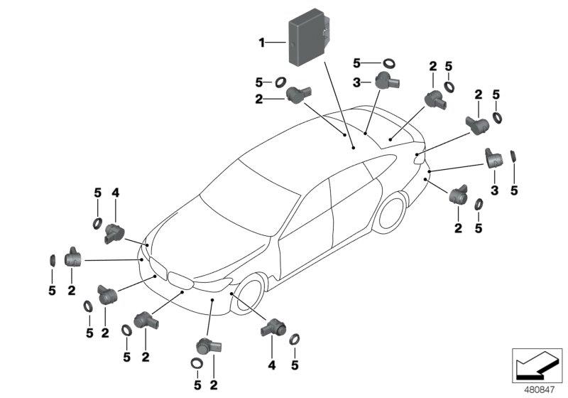 Diagram Park Distance Control (PDC) for your 2012 BMW 328i   