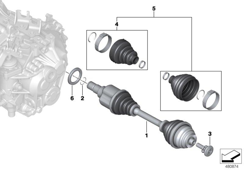 Diagram Output shaft front left / all-wheel for your MINI