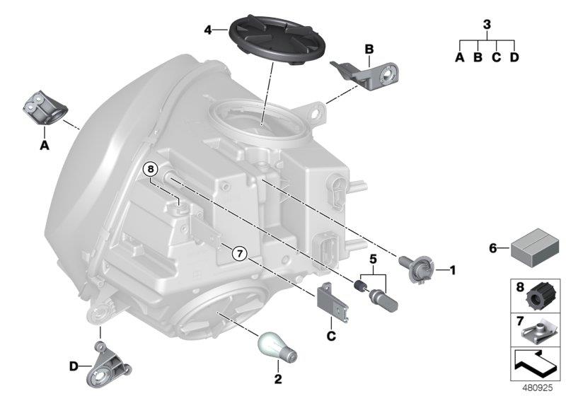 Diagram Individual parts for headlamp, halogen for your MINI