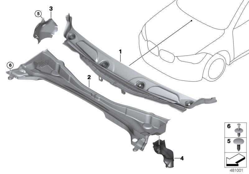 Diagram Trim, windshield cowl, outer for your BMW 650iX  