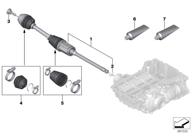 Diagram Output shaft front right / all-wheel for your 2010 BMW M6   