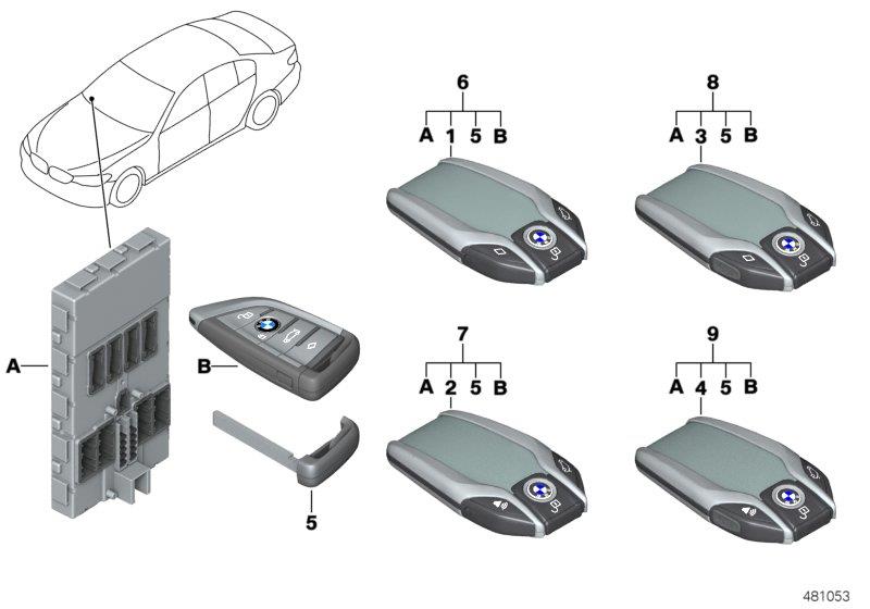 Diagram BMW display key / set radio R/C w/ BDC for your 2015 BMW 535iX   