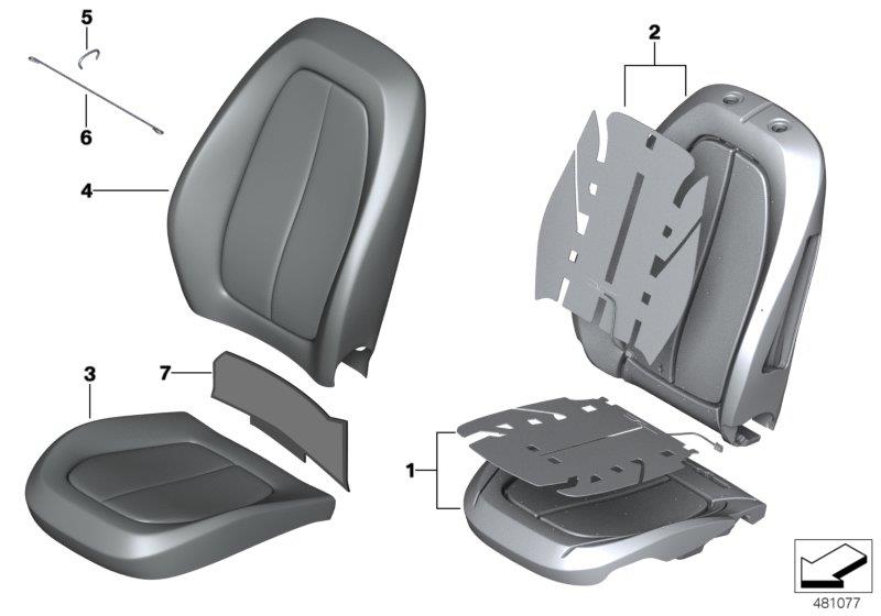 Diagram Seat front, upholstery & cover base seat for your 2012 BMW M6   