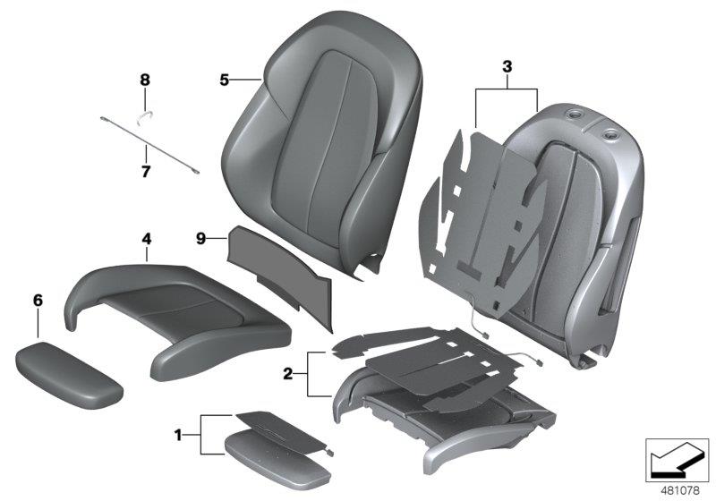 Diagram Seat, front, uphlstry, cover, Sport seat for your 2007 BMW M6   