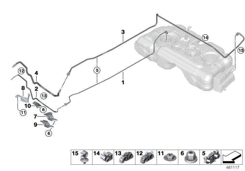 Diagram Fuel Pipe and Mounting Parts for your MINI Countryman  ALL4