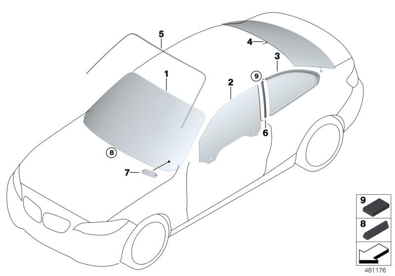 Diagram Glazing for your 2020 BMW M2 Competition   