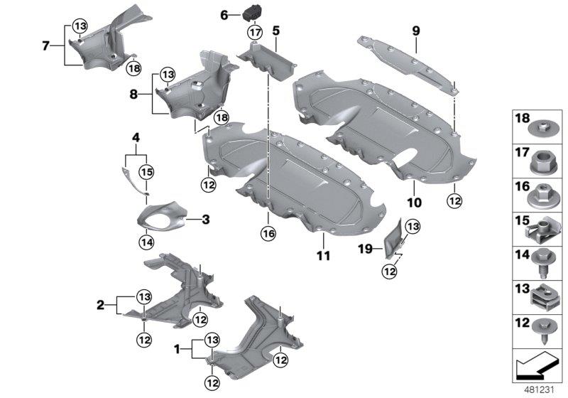 Diagram Underbody paneling, rear for your 2018 BMW 530e   