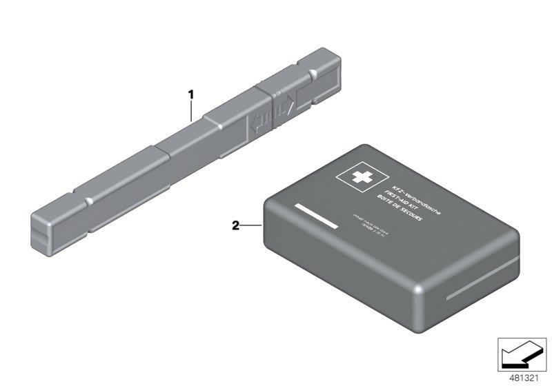 Diagram Warning triangle and first aid kit for your BMW