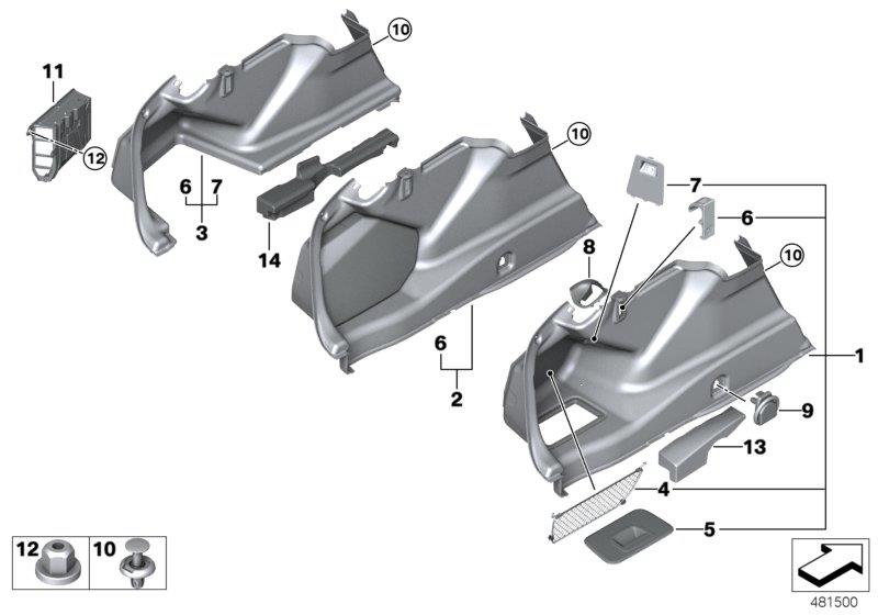 Le diagramme REVETEMENT DE COFFRE A BAGAGES gauche pour votre BMW