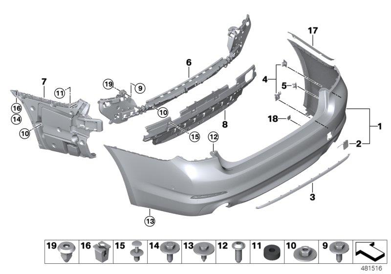 Diagram Trim cover, rear for your 2017 BMW 530e   