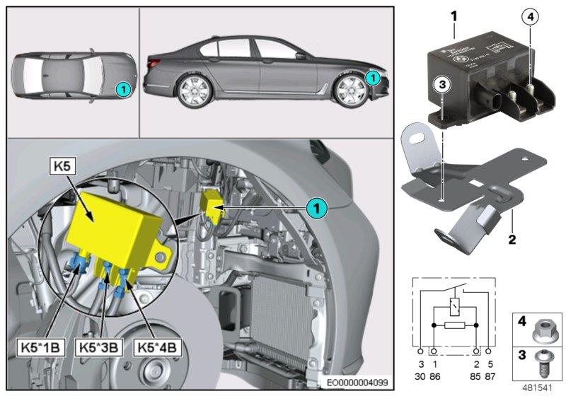 Diagram Relay, electric fan motor 850W K5 for your 2022 BMW M5 CS   