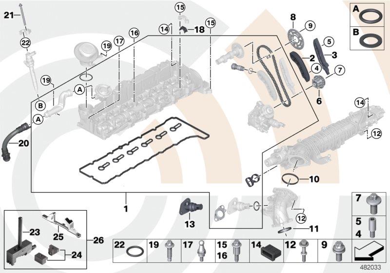 Diagram Repair kit, exposed timing chain, top for your BMW
