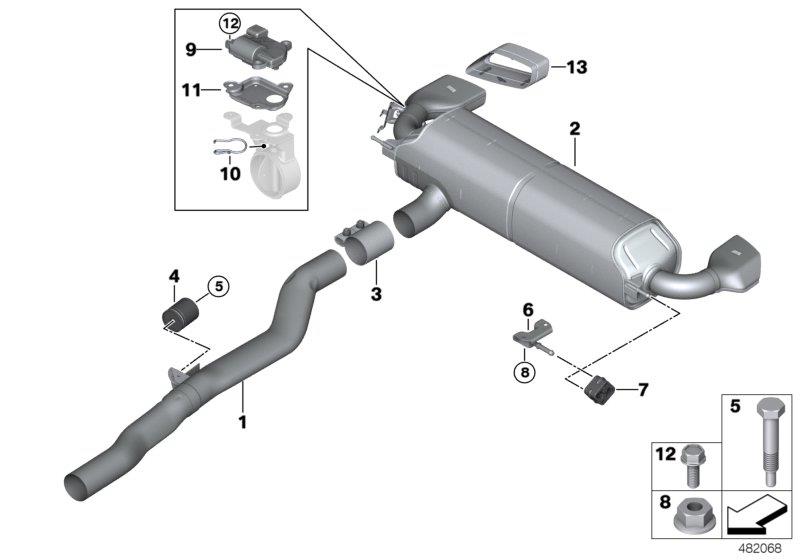 Diagram Exhaust system, rear for your 2002 BMW 540i   