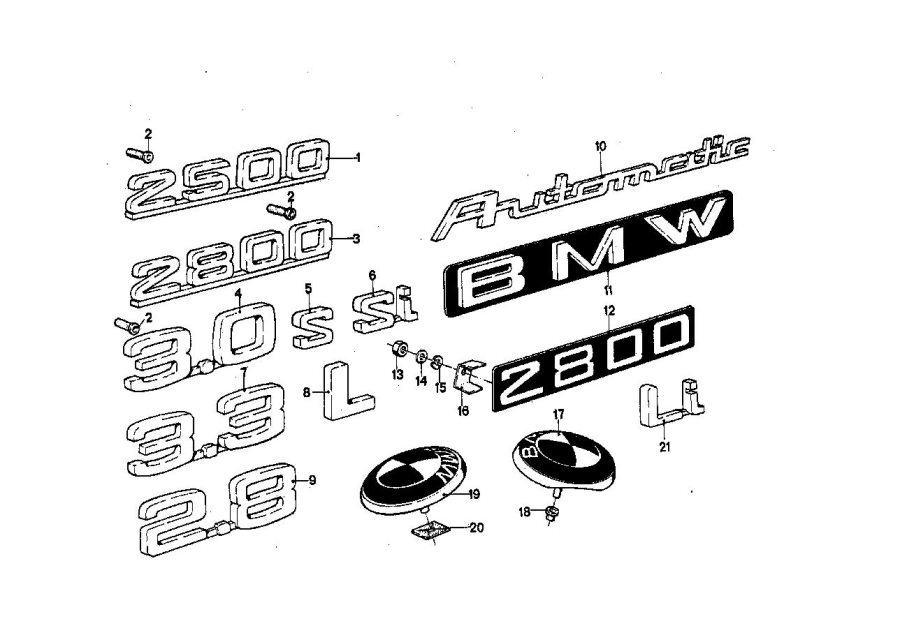 Diagram Emblems / letterings for your BMW