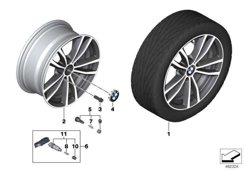 Le diagramme BMW AL roue à rayons doubles 725 - 17" pour votre BMW