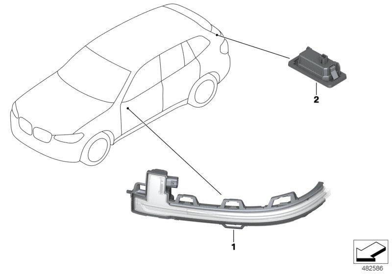 Diagram Auxiliary turn signal lamp/s outer for your BMW X3  M40iX