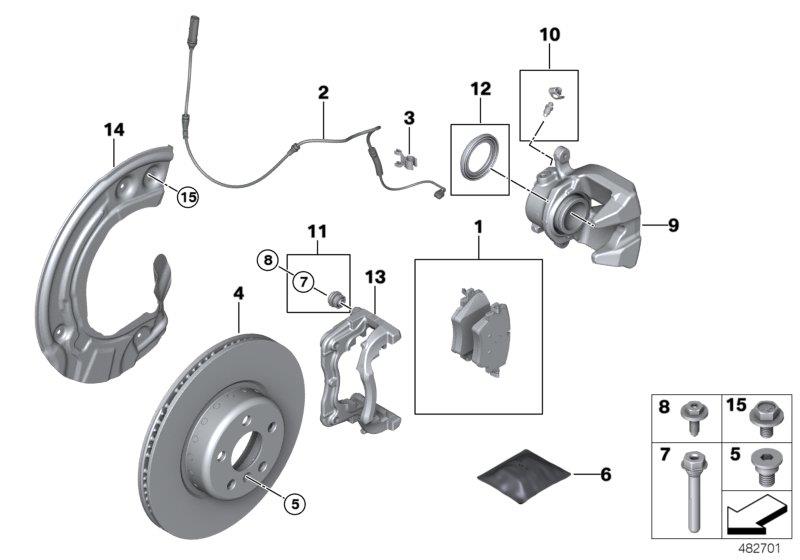 Diagram Front wheel brake for your 2016 BMW 228i   
