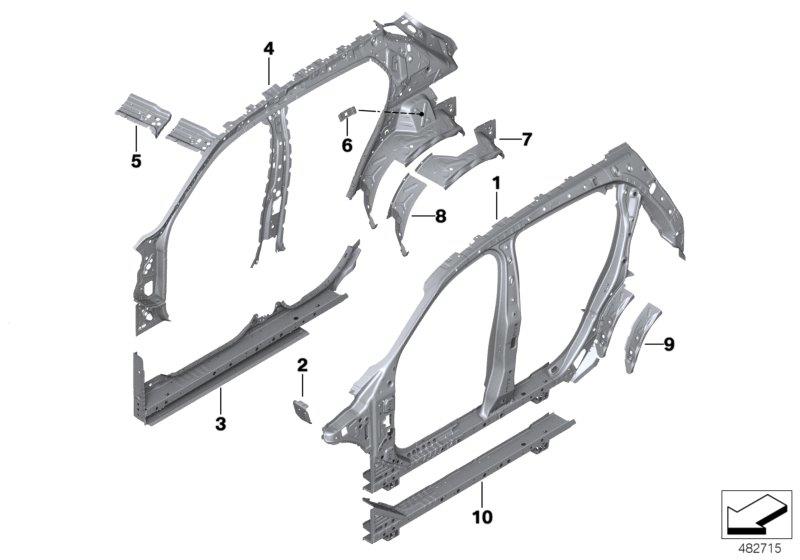 Diagram BODY-SIDE FRAME-PARTS for your 2023 BMW X2   