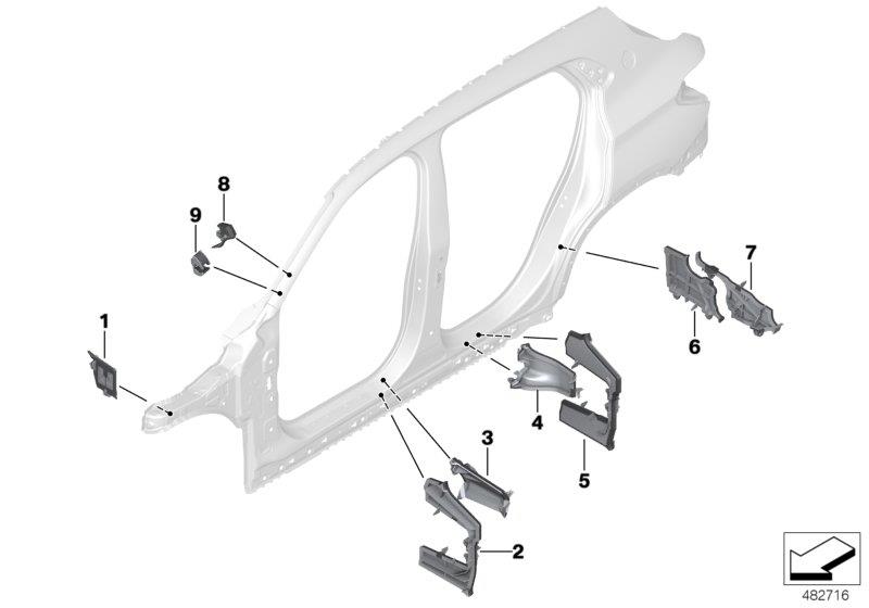 Diagram Cavity shielding, side frame for your BMW